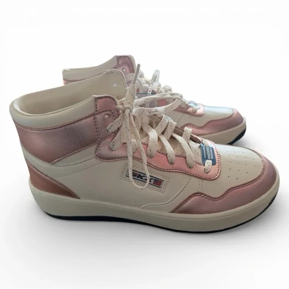 Skechers Women’s' Shiny Pink and White High-Tops Sport Court 2.0-Soft Beam 9.5 N - Picture 3 of 5